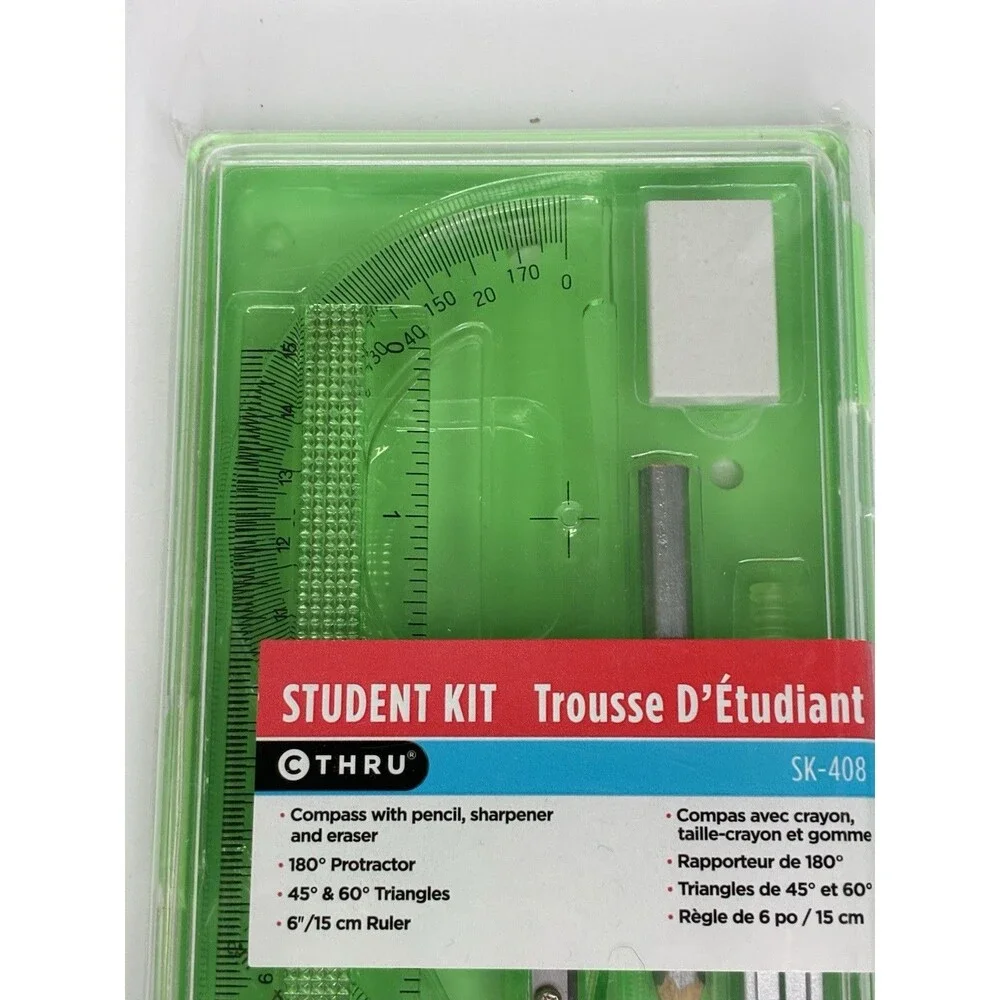 Geometry Set for Students, Math Protractor Compass with Rulers Pencil Sharpener